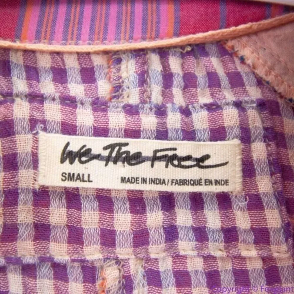 NEW Free People Moon Bay‎ Mixed Plaid Top, S